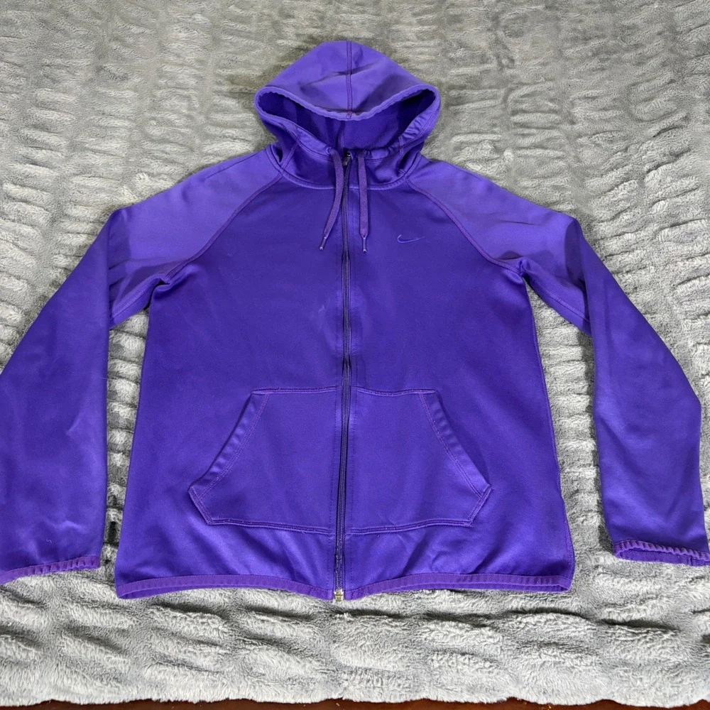Nike Womens Therma-FIT Full Zip Hoodie Purple Fleece Jacket 683656-547 Small